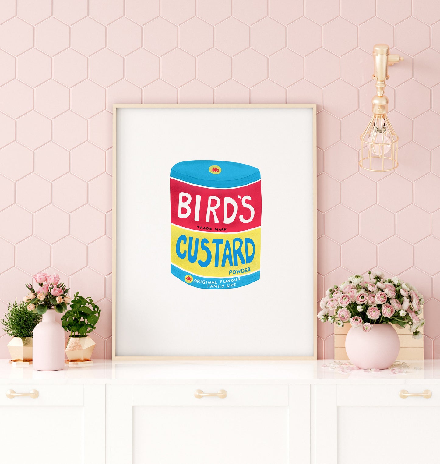 Bird's custard powder artwork print - custard print - kitchen art - kitchen print - vintage kitchen - vintage tins - kitchen wall art