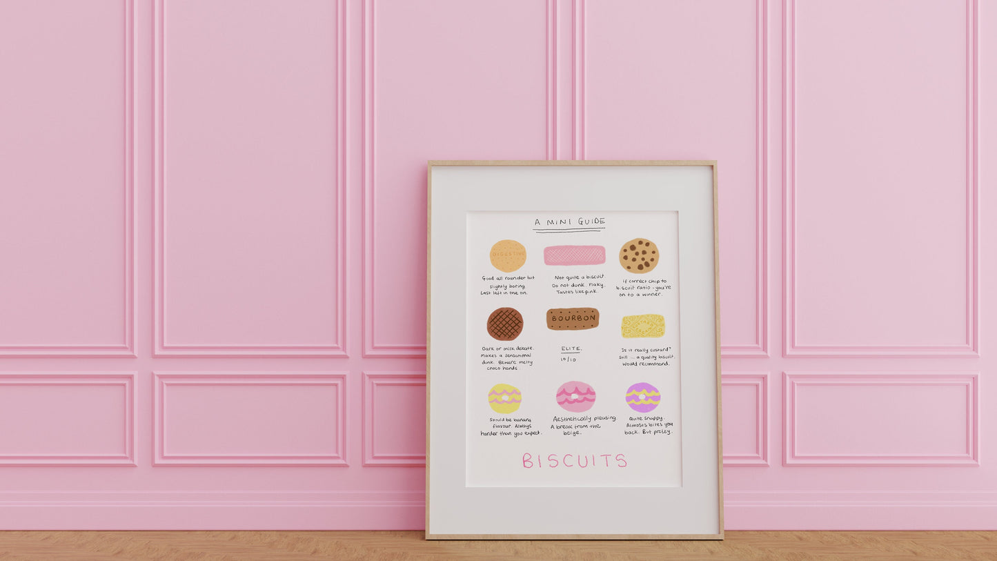A guide to biscuits artwork print -biscuit print - kitchen art - colourful kitchen - kitchen wall art A3 prints | A4 prints | 5x7 prints