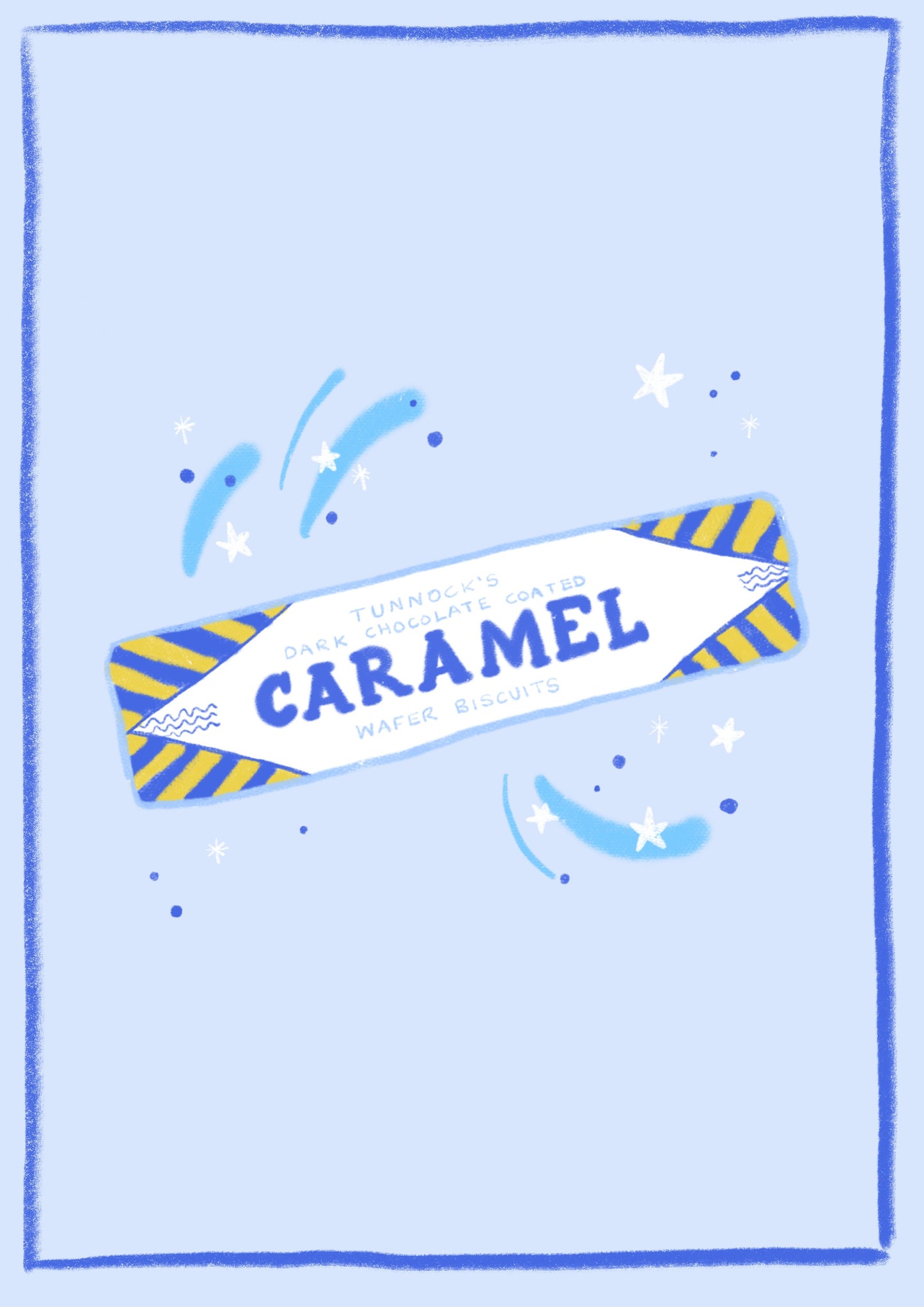 Tunnock's dark caramel wafer artwork print - chocolate print - kitchen art - kitchen print - colourful kitchen - kitchen wall art