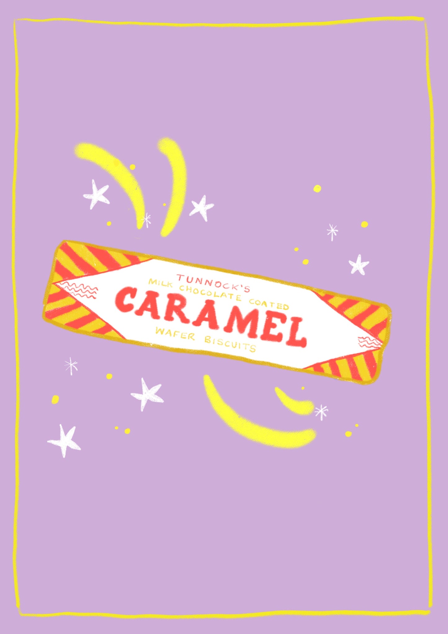 Tunnock's milk caramel wafer artwork print - chocolate print - kitchen art - kitchen print - colourful kitchen - kitchen wall art