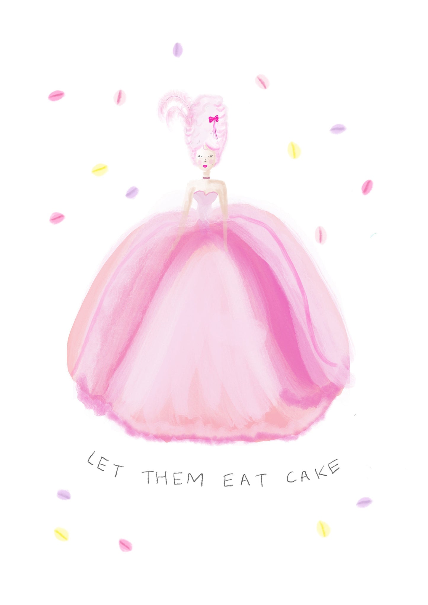 Marie Antoinette artwork print -let them eat cake - watercolour print - quote print - colourful illustration - cute wall art