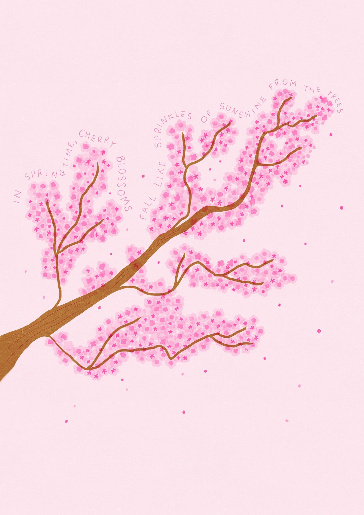 Cherry blossom artwork print - sakura print - watercolour print - quote print - colourful illustration - cute wall art