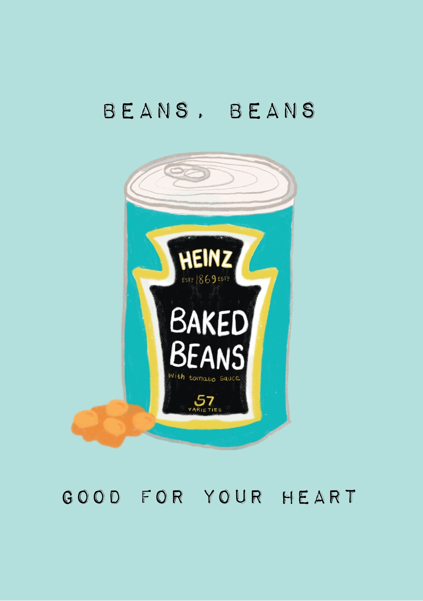 A6 baked beans card - Get well soon card - beans card - baked beans - get well soon - cards for him - funny card - birthday card
