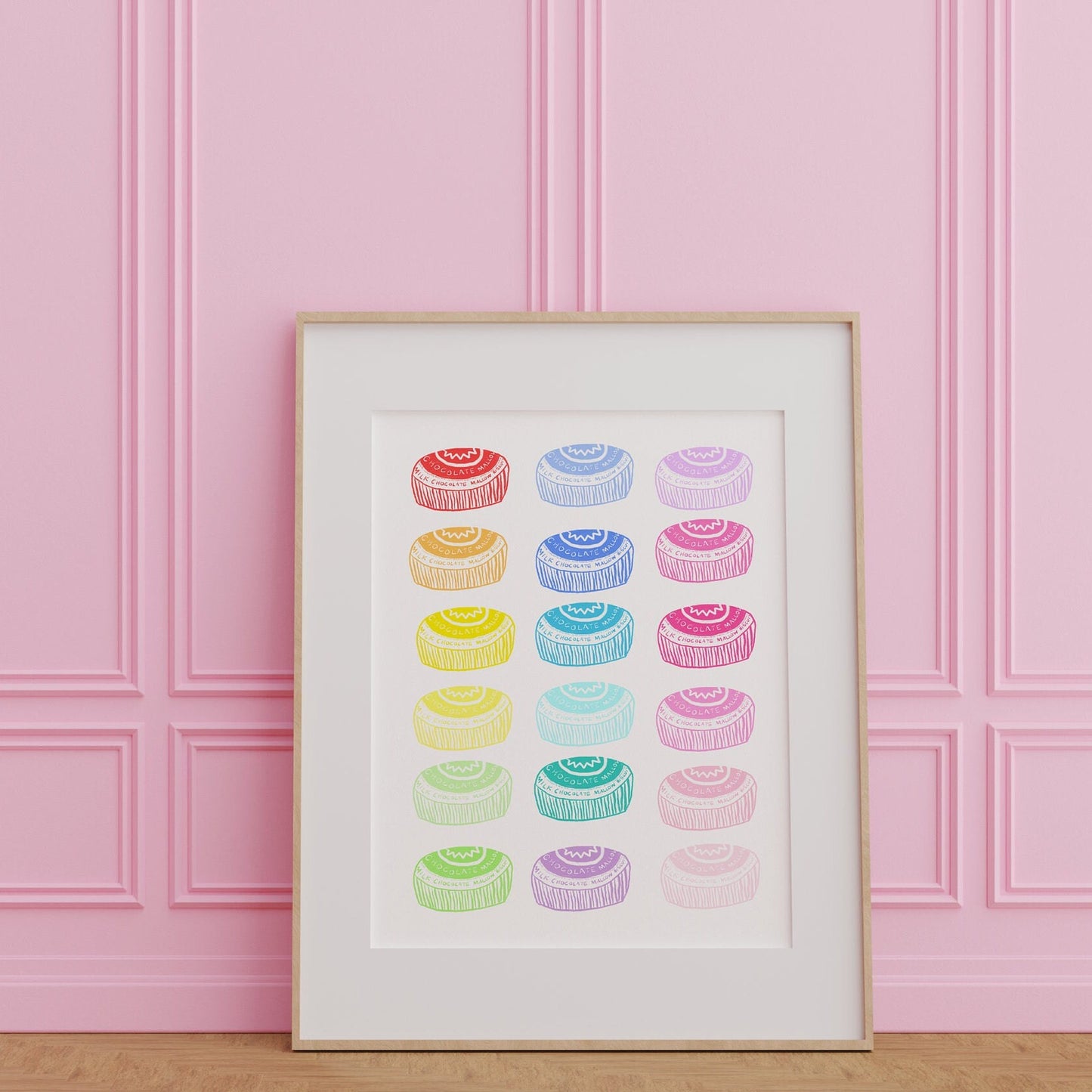 Rainbow teacake biscuit artwork print - kitchen print - colourful kitchen - kitchen wall art A3 prints | A4 prints | 5x7 prints