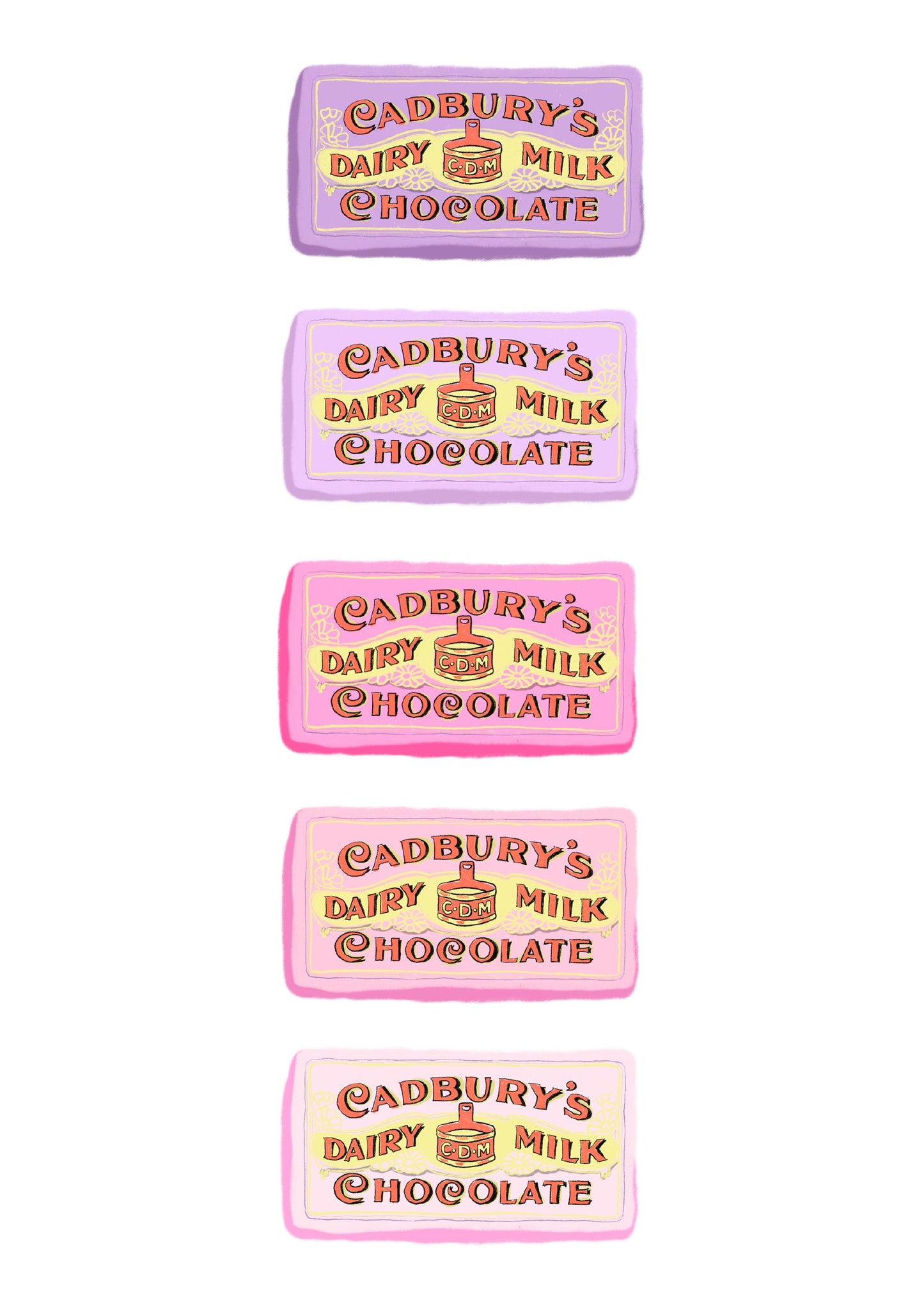 Dairy milk rainbow artwork print -chocolate print - pink kitchen art - kitchen print - quote print - cadburys print - kitchen wall art