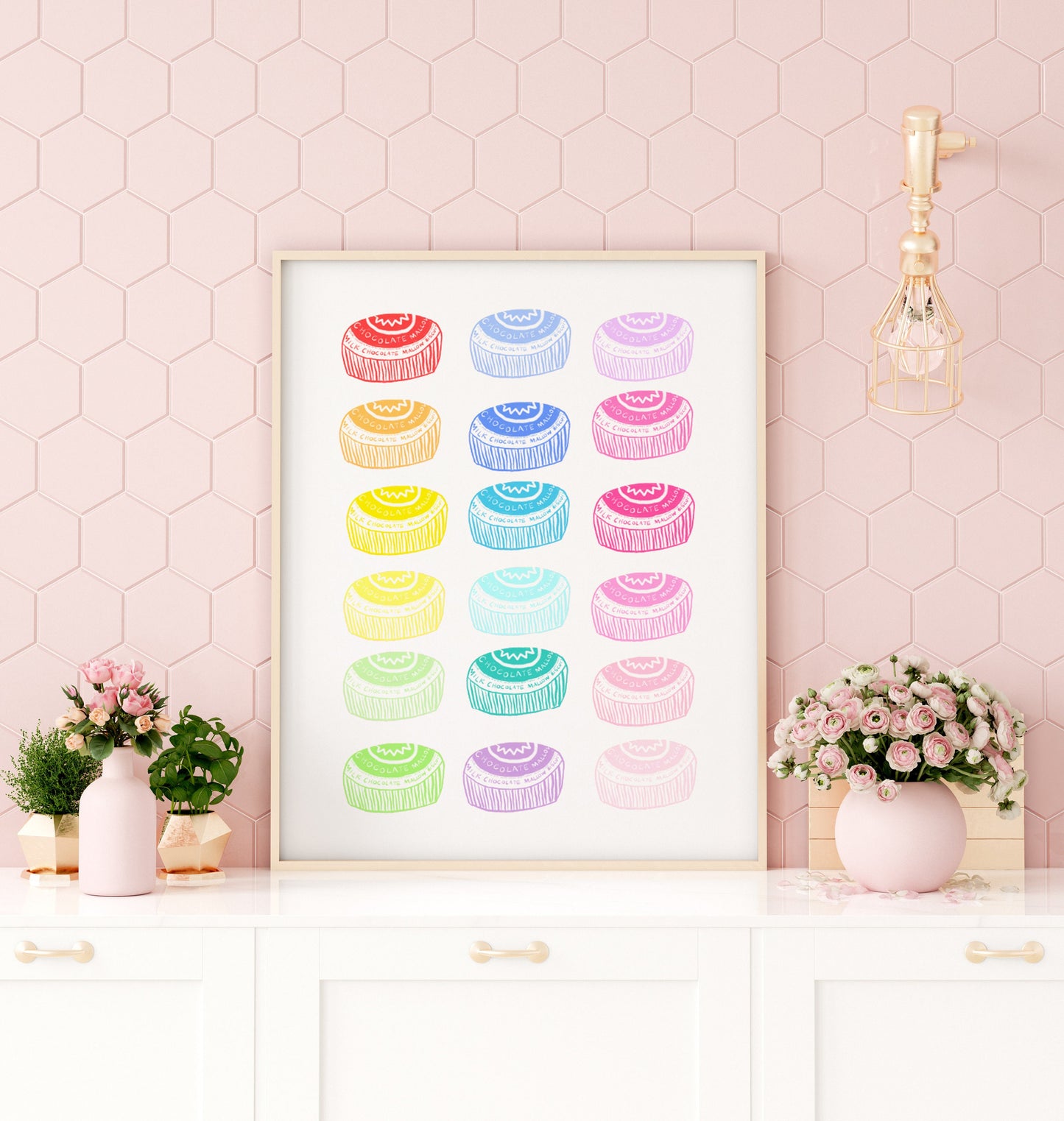 Rainbow teacake biscuit artwork print - kitchen print - colourful kitchen - kitchen wall art A3 prints | A4 prints | 5x7 prints