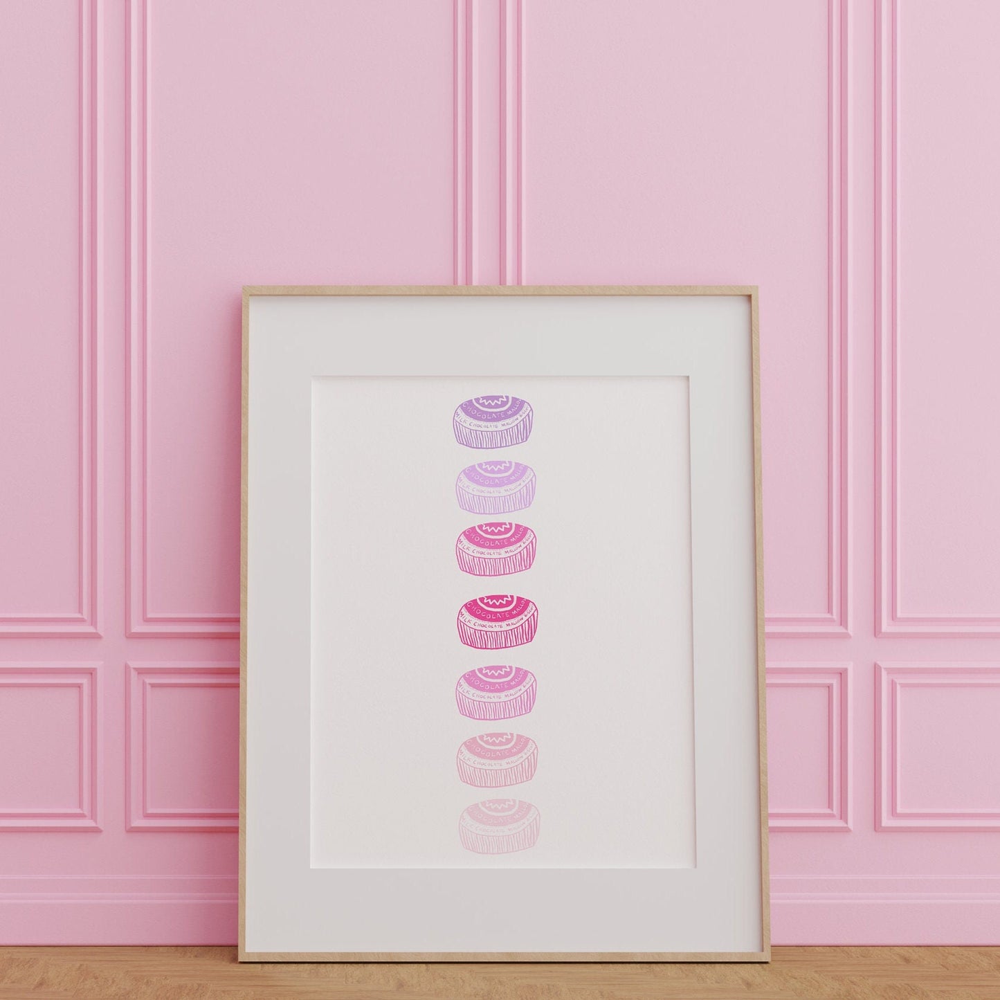Pink rainbow teacake biscuit artwork print -biscuit print - kitchen art - kitchen print - quote print - colourful kitchen - kitchen wall art