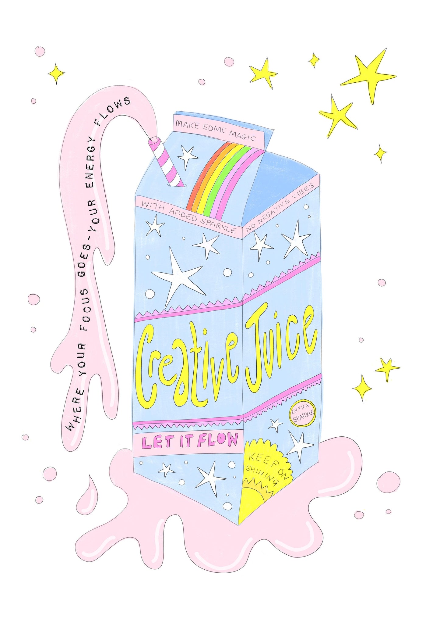 Creative juice positivity print - positive wall art - home office gifts - positive affirmations - gifts for artists - small business