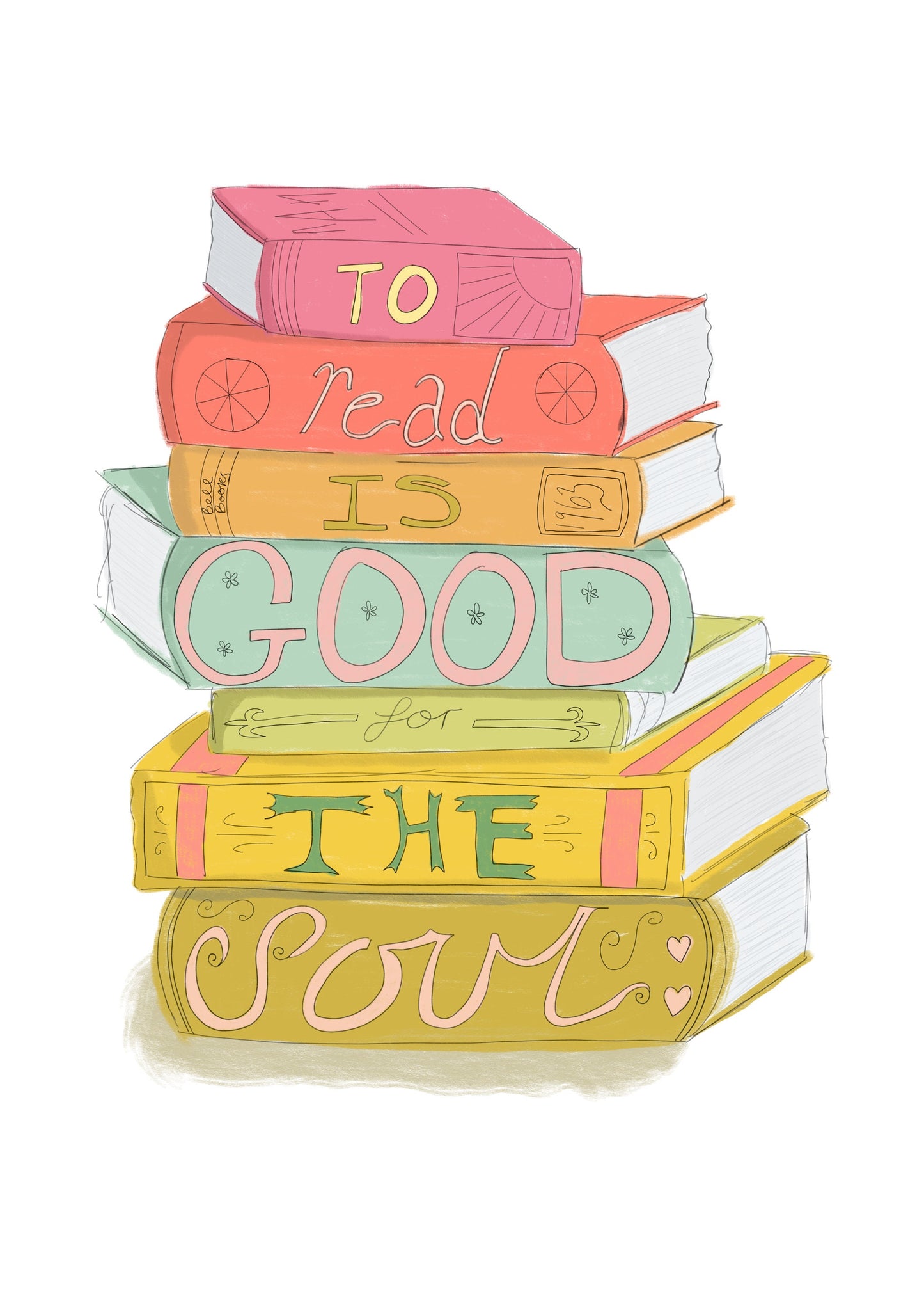 Reading is good for the soul - reading art print - reading gifts - reading poster - gifts for readers - colourful art prints