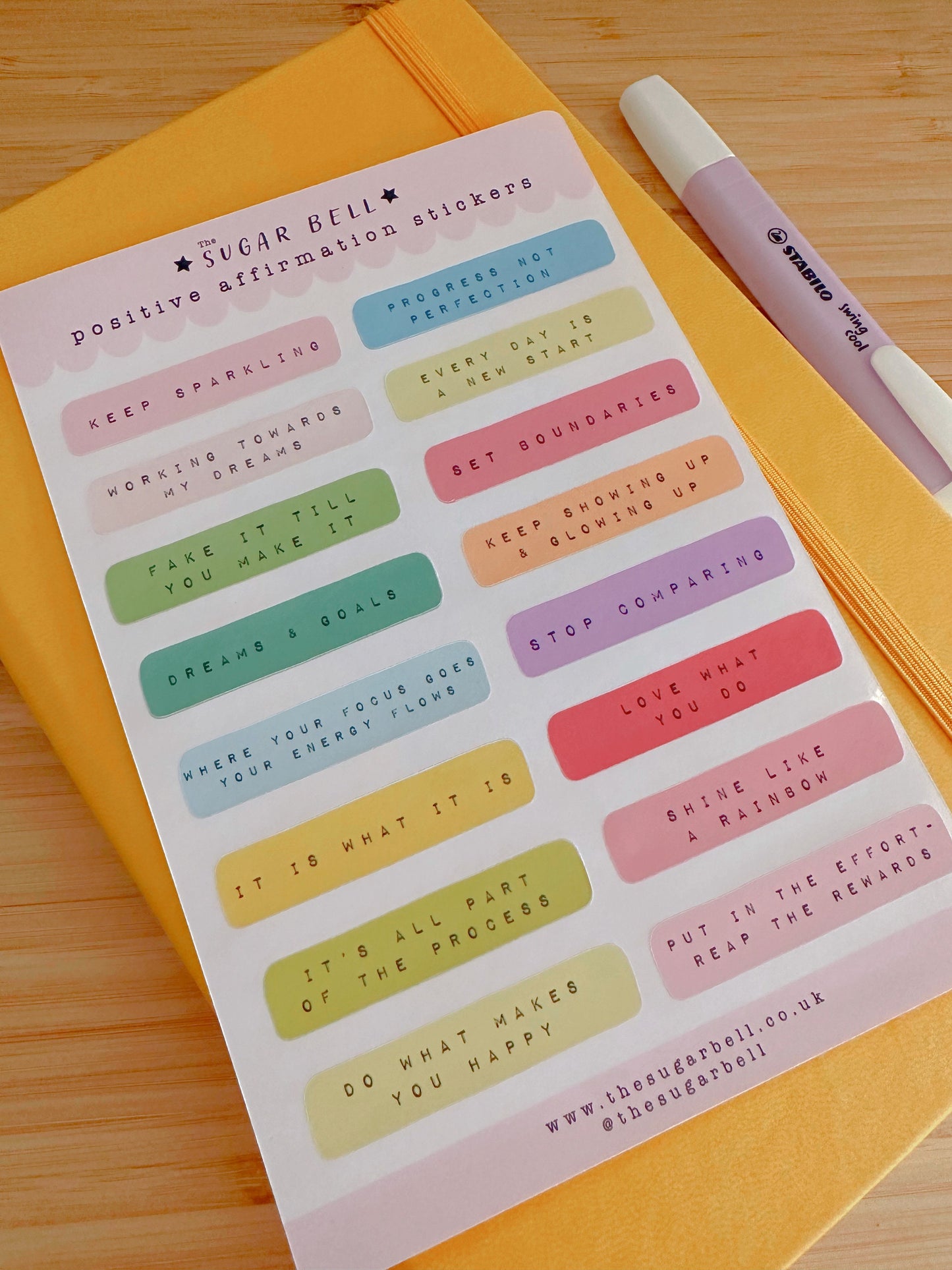 Positive affirmations glossy stickers - planner stickers - sticker sheet - stickers cute - rainbow aesthetic - planner