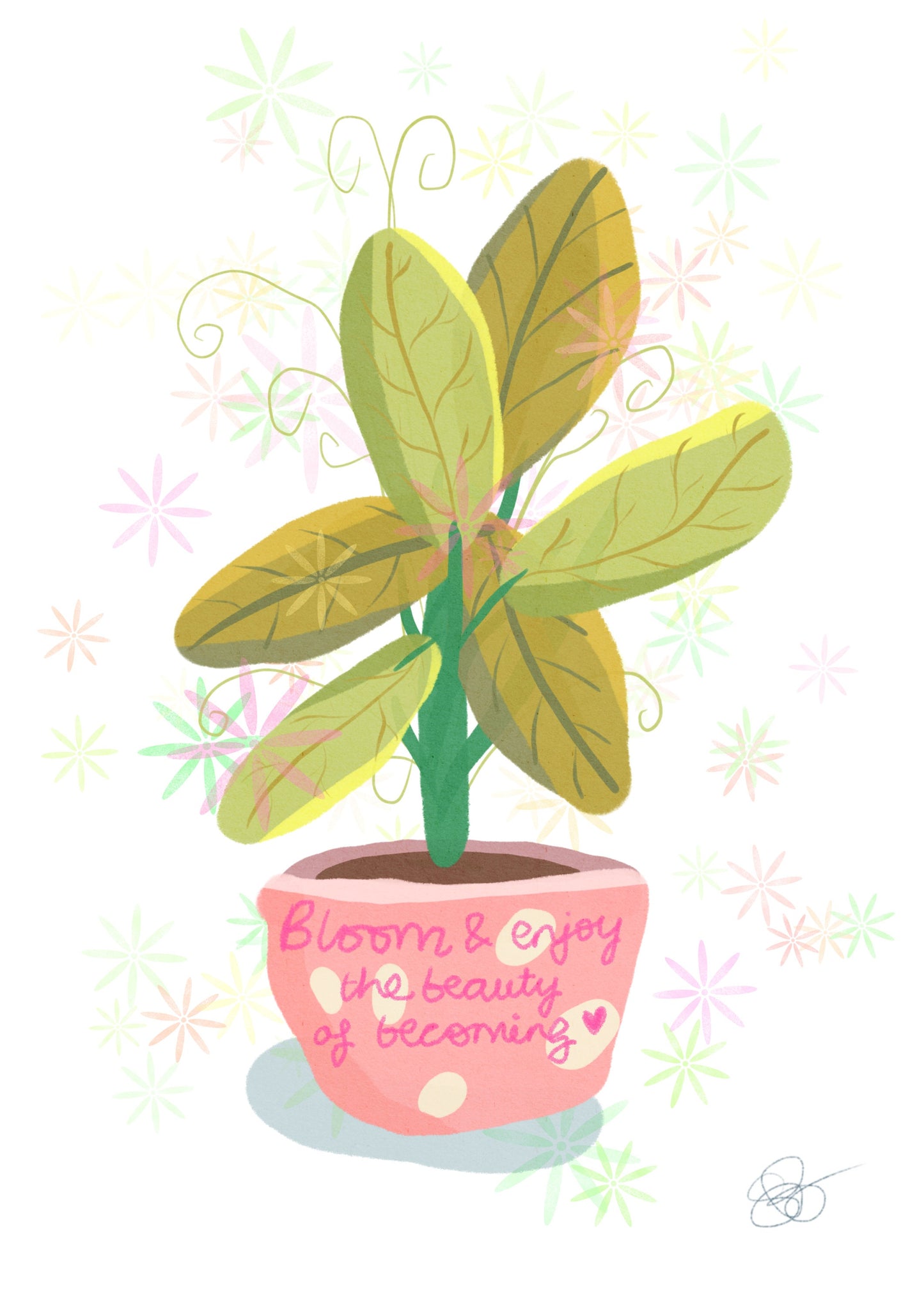 Plant artwork - succulent plant art - plant quote - plant pot - plant gifts - quote print - colourful wall art -