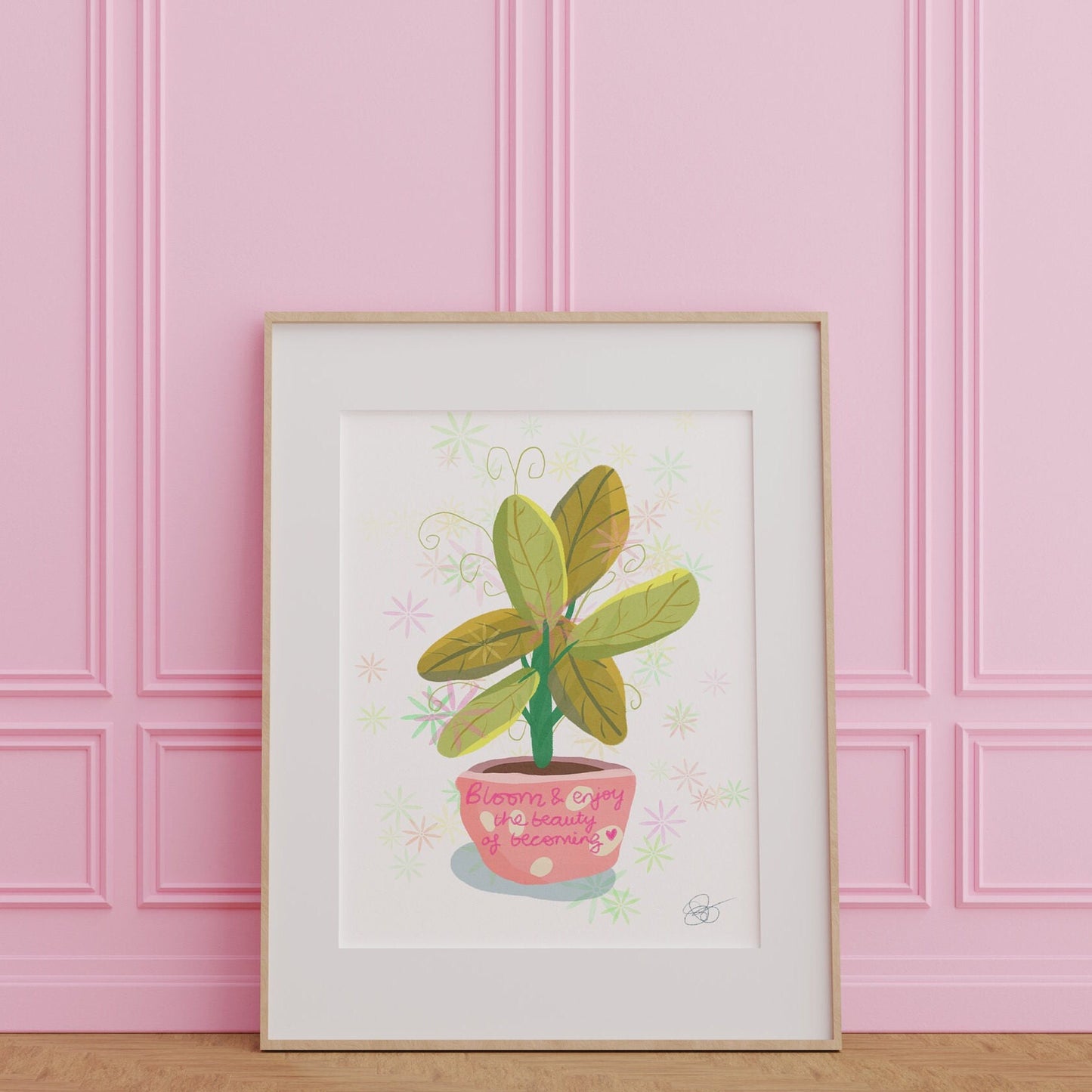 Plant artwork - succulent plant art - plant quote - plant pot - plant gifts - quote print - colourful wall art -