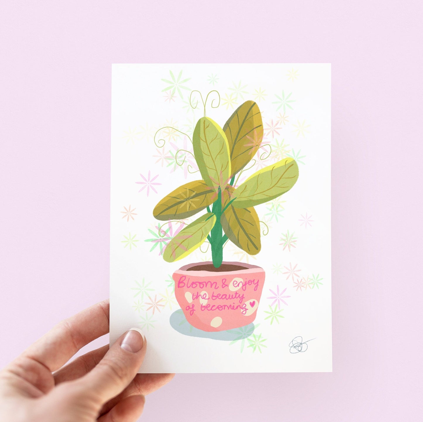 Plant artwork - succulent plant art - plant quote - plant pot - plant gifts - quote print - colourful wall art -