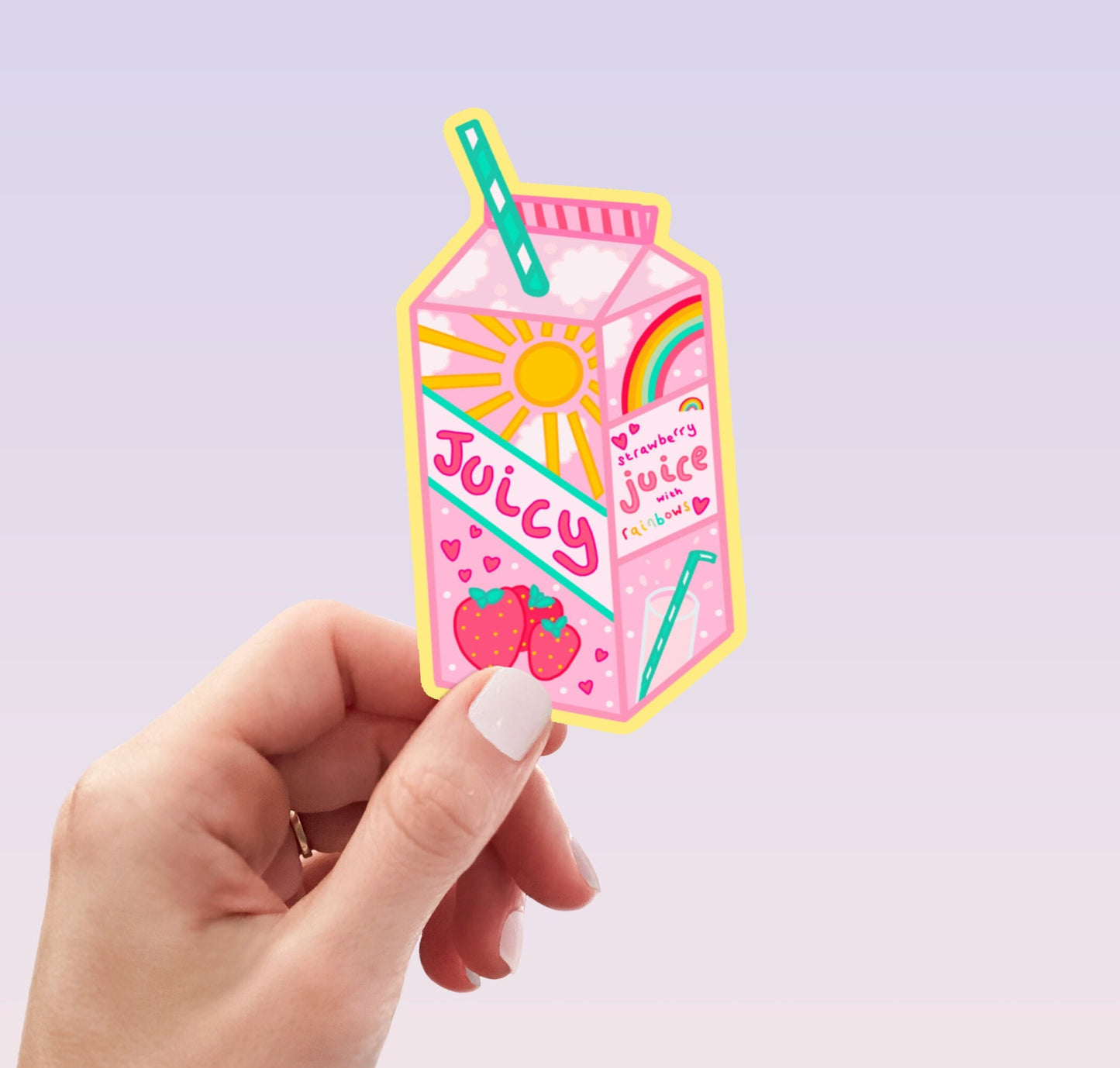 Kawaii strawberry juice box die cut sticker - vinyl sticker - laptop sticker - planner sticker