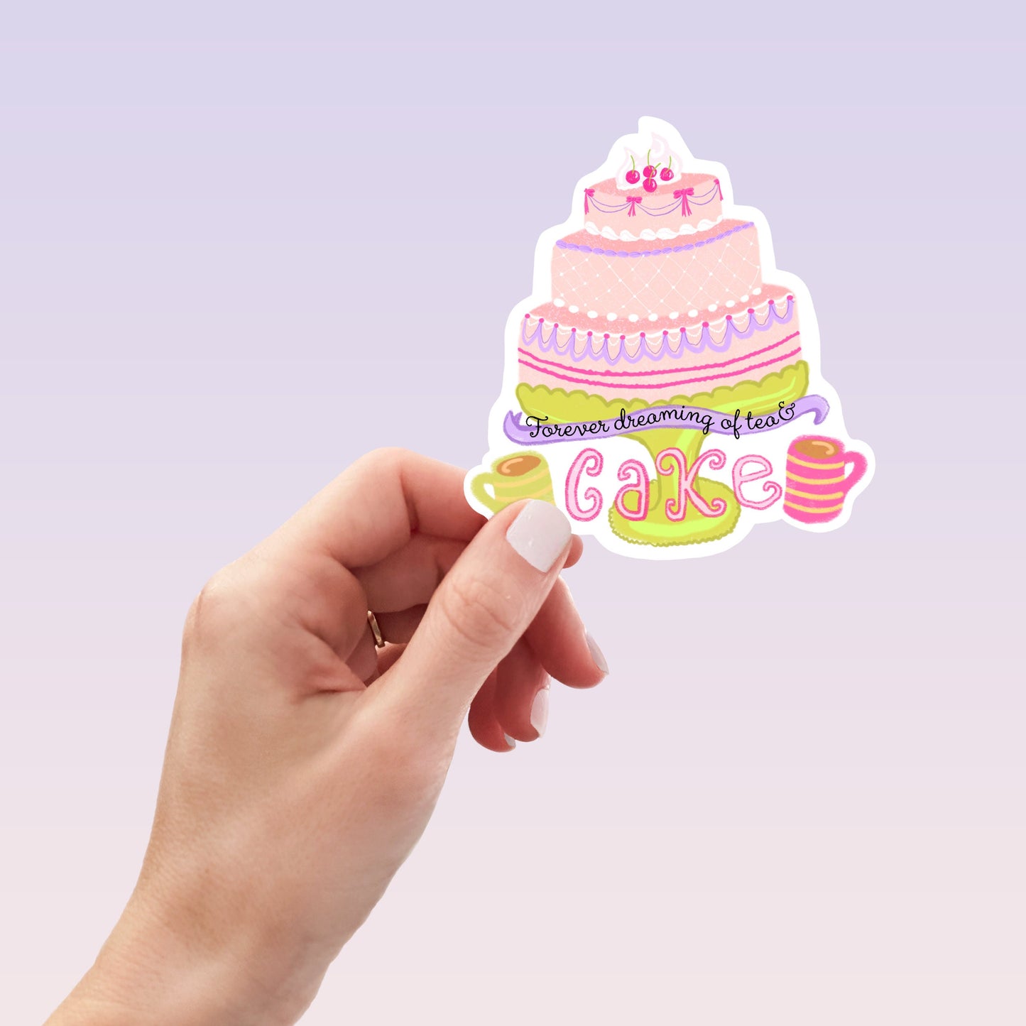 Forever dreaming of tea and cake die cut sticker - vinyl sticker - laptop sticker - planner sticker