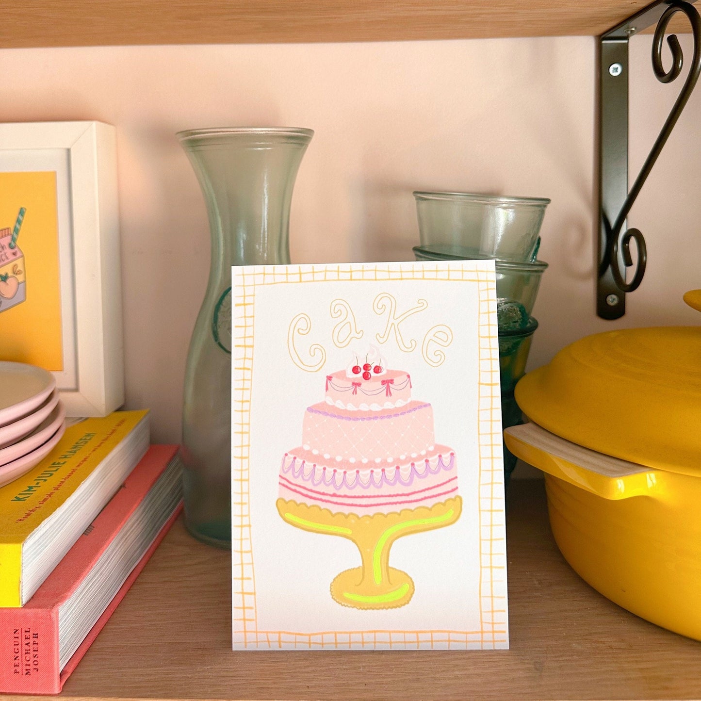 Limited edition cake patisserie print hand-finished accents - kitchen print - Parisian style print