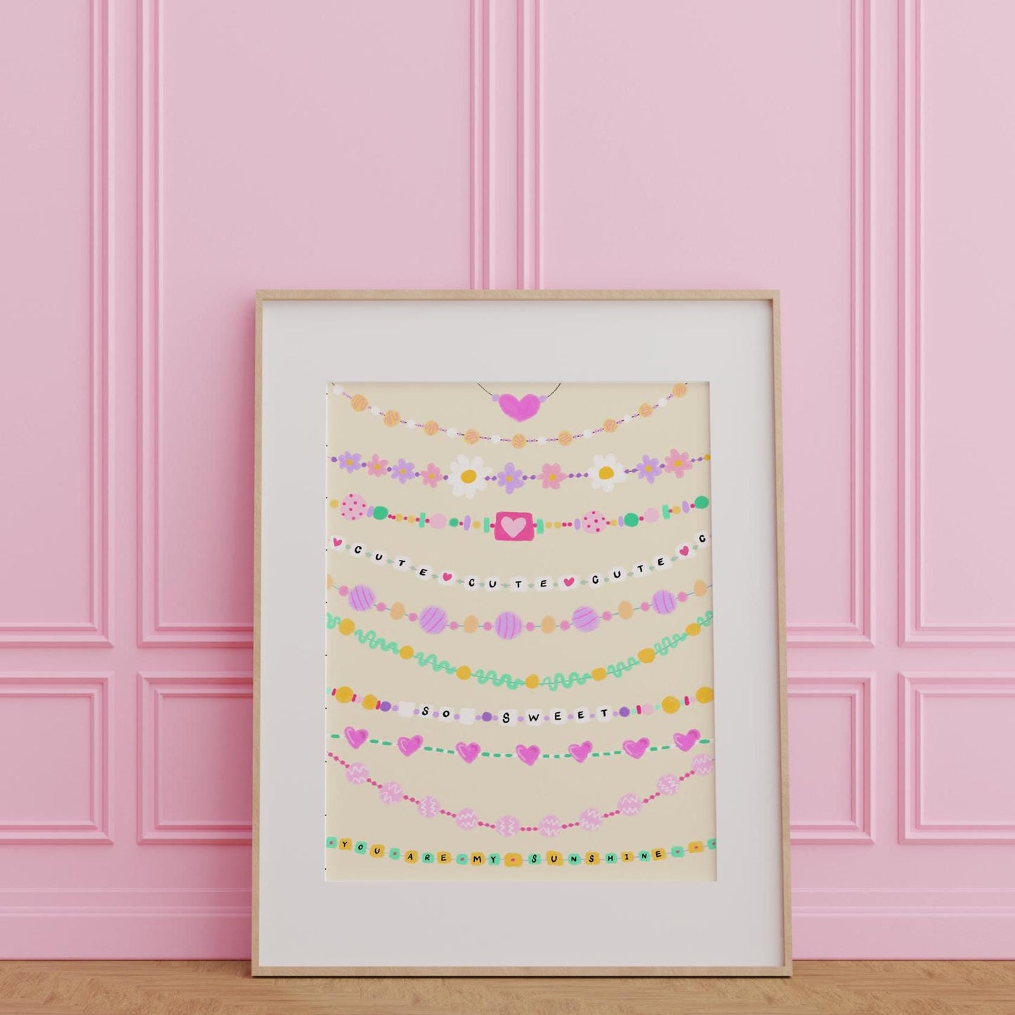 Charm necklace artwork print - 80's 90's print - retro art - cute print - quote print - colourful print - colourful wall art