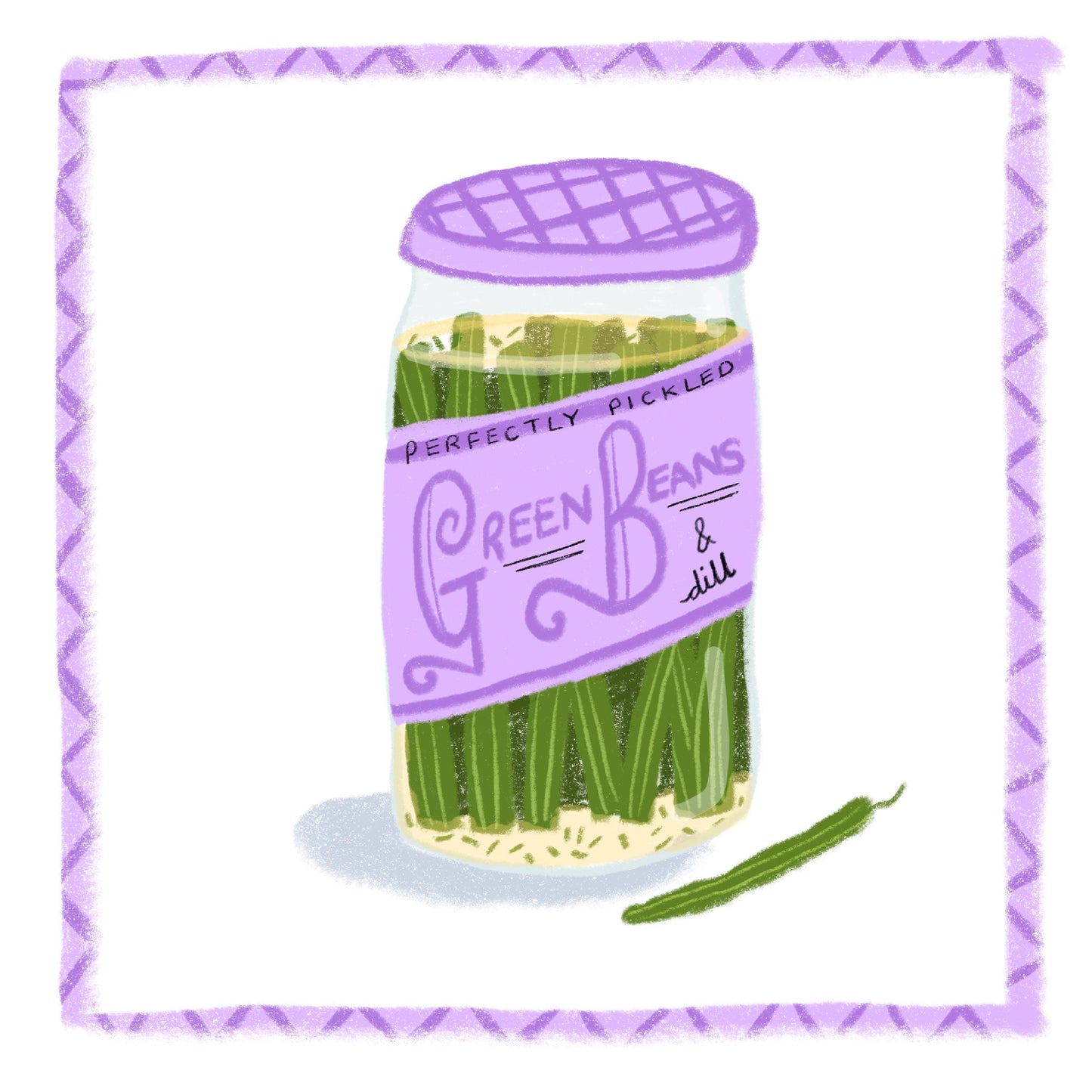 5x5 6x6 Green beans Jar square print - kitchen art - kitchen print - colourful kitchen - kitchen wall art