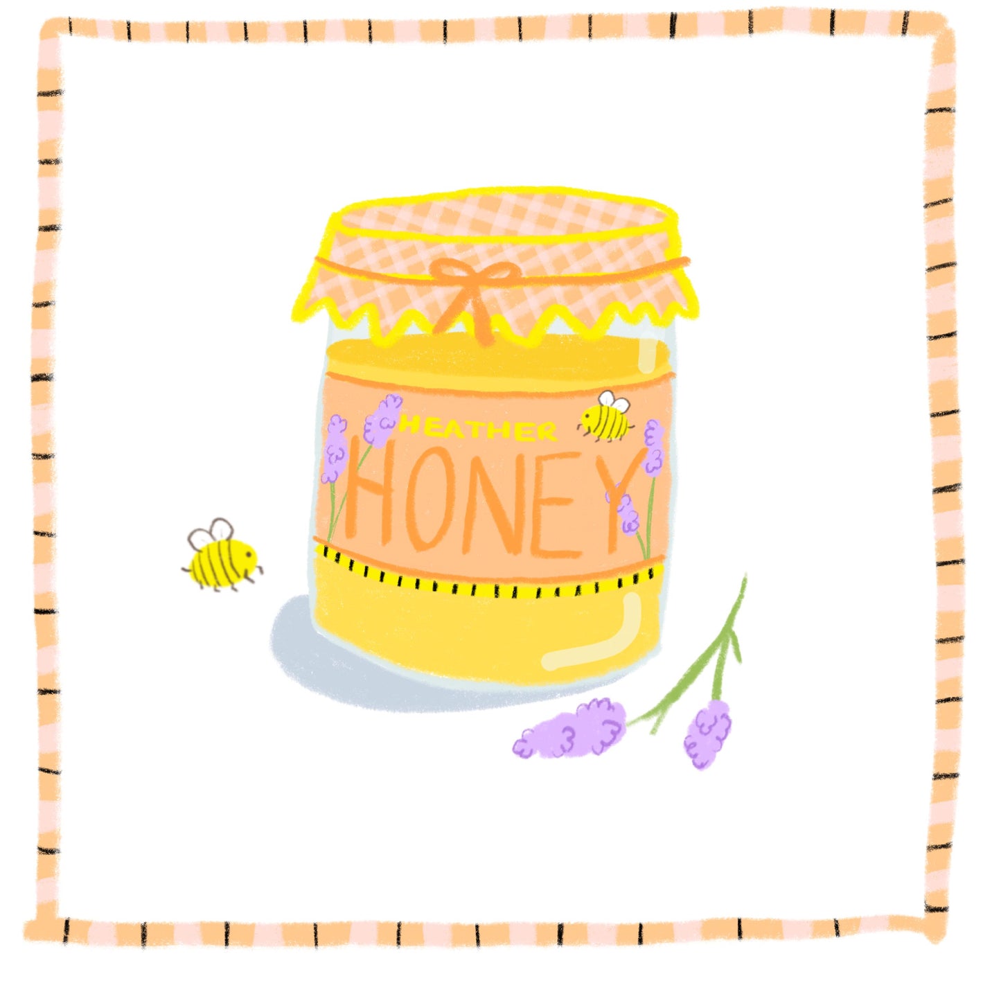 5x5 6x6 Honey Jar square print - kitchen art - kitchen print - colourful kitchen - kitchen wall art