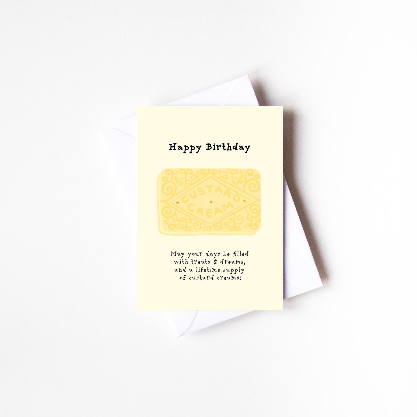 A6 custard cream card - custard cream - happy birthday - birthday card - biscuit gifts - cards for him - cards for her
