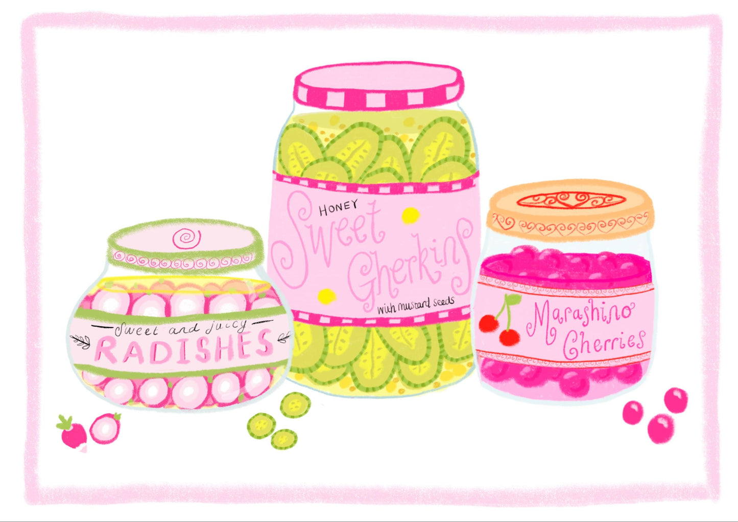 Colourful food jars artwork print - kitchen print - kitchen art - cute print - quote print - colourful print - colourful wall art