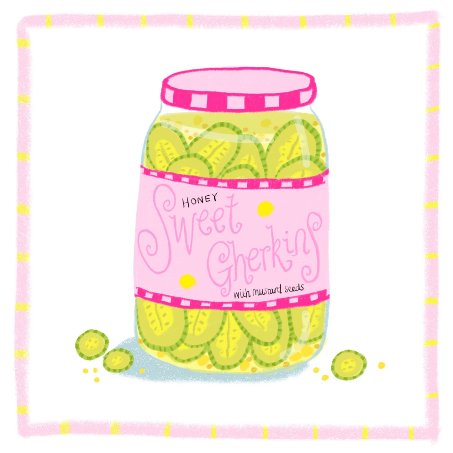 5x5 6x6 Pickle Jar square print - kitchen art - kitchen print - colourful kitchen - kitchen wall art