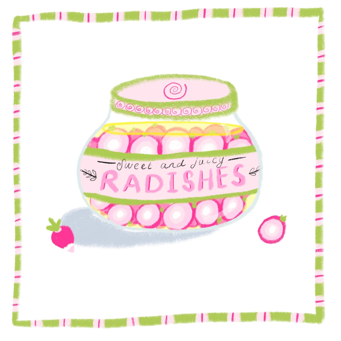 5x5 6x6 Radishes square print - kitchen art - kitchen print - colourful kitchen - kitchen wall art