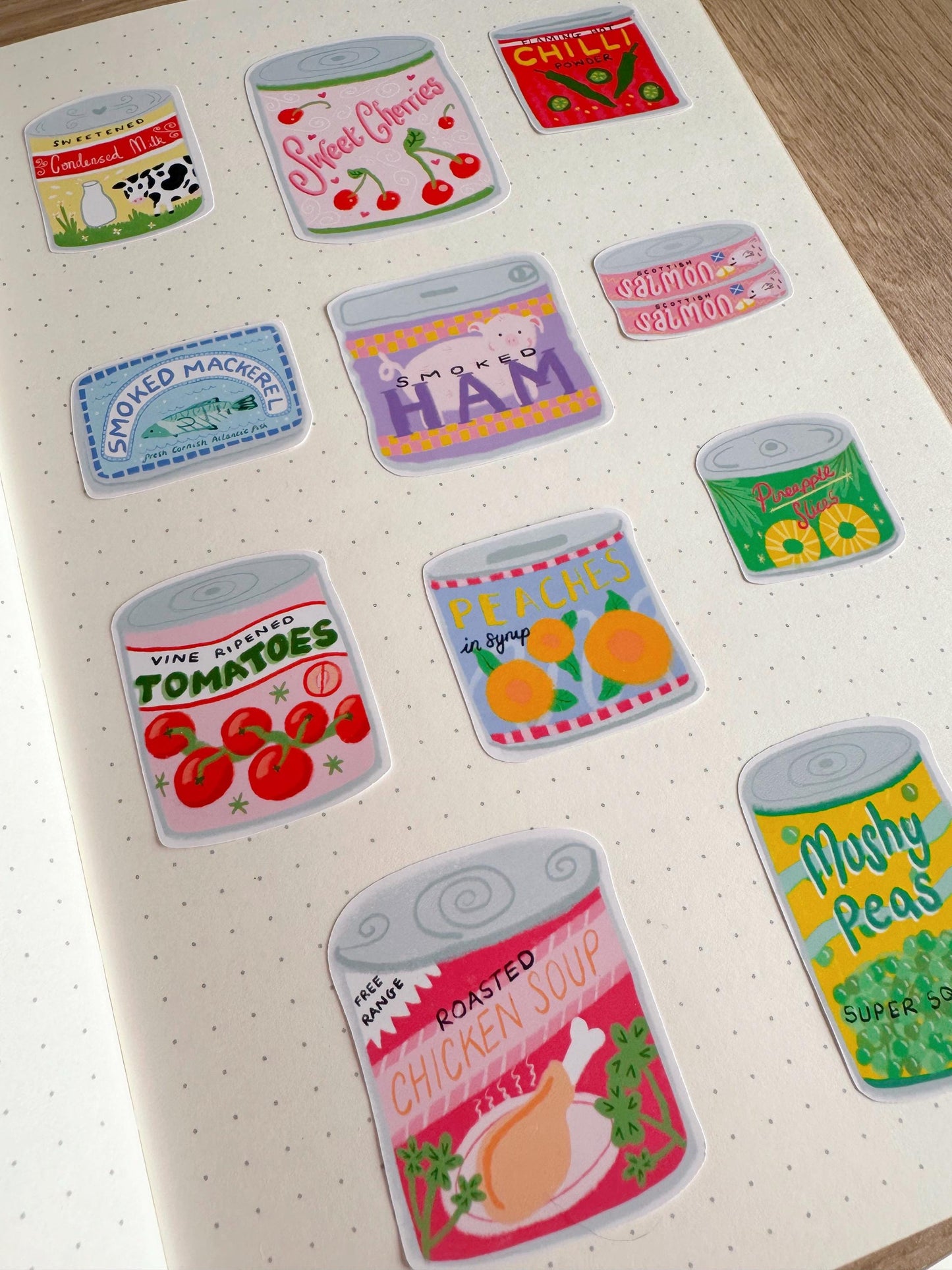Tinned food stickers - planner stickers - sticker sheet - stickers cute - colourful decor - rainbow aesthetic - planner