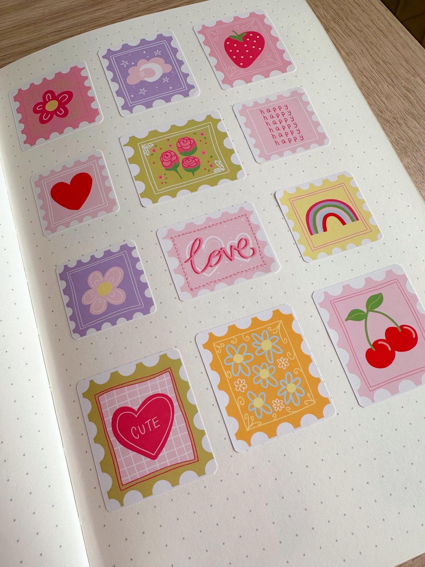 Cute stamps stickers - planner stickers - sticker sheet - stickers cute - colourful decor - rainbow aesthetic - planner