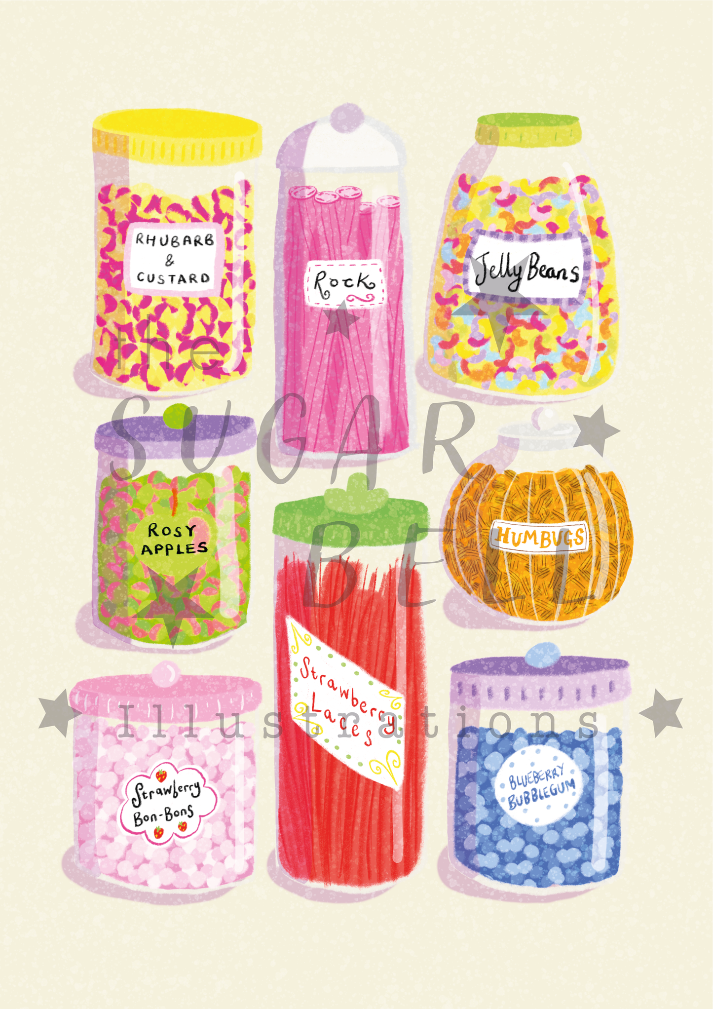 Vintage Sweet Jars Art Print
