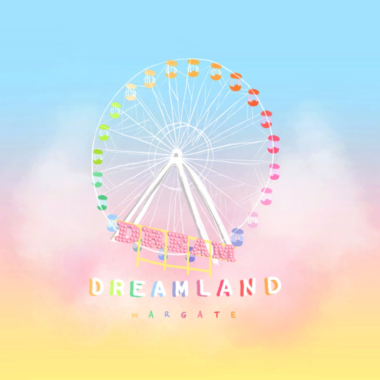 Dreamland Margate art print - fairground print - dreamland margate - margate print - seaside print - colourful prints - colourful wall art