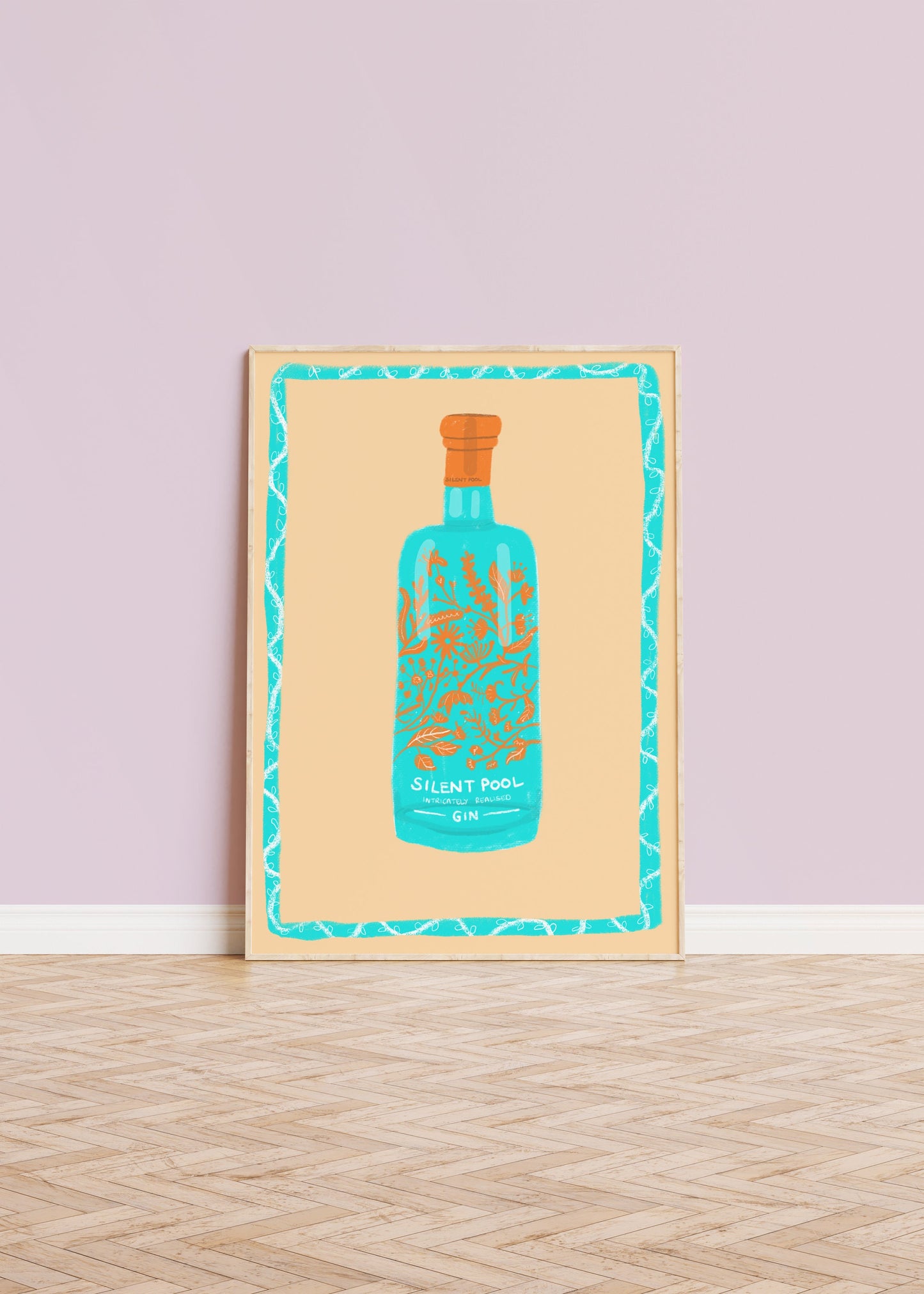 Silent Pool gin artwork print - gin print - kitchen art - kitchen print - colourful kitchen - gin illustration - kitchen wall art