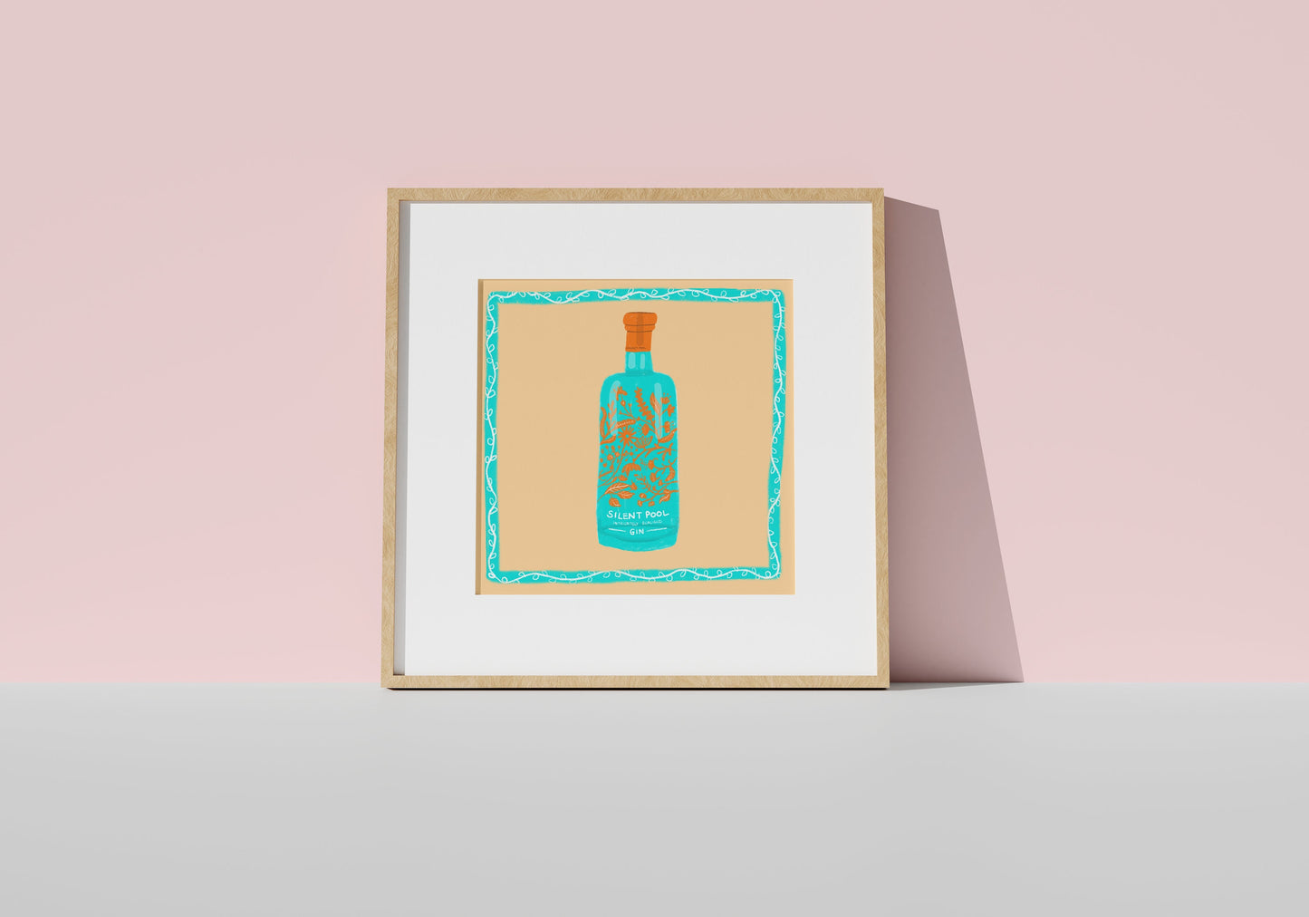 Silent Pool gin artwork print - gin print - kitchen art - kitchen print - colourful kitchen - gin illustration - kitchen wall art