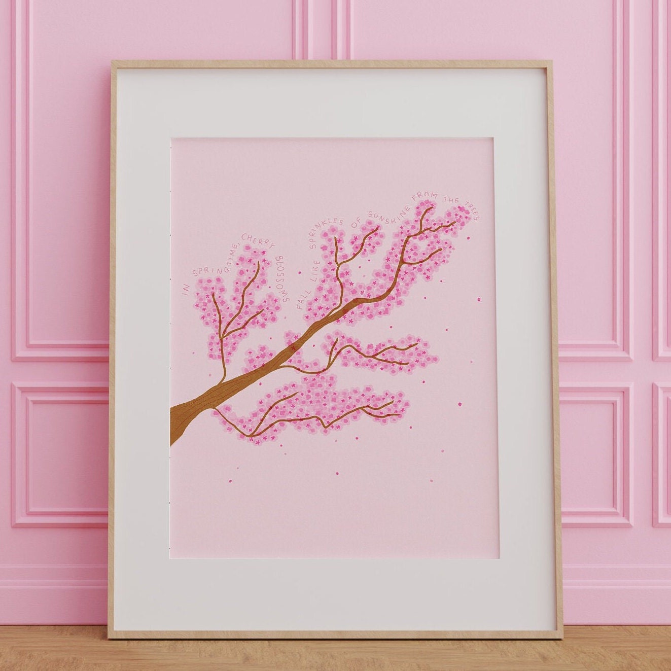 Cherry blossom artwork print - sakura print - watercolour print - quote print - colourful illustration - cute wall art
