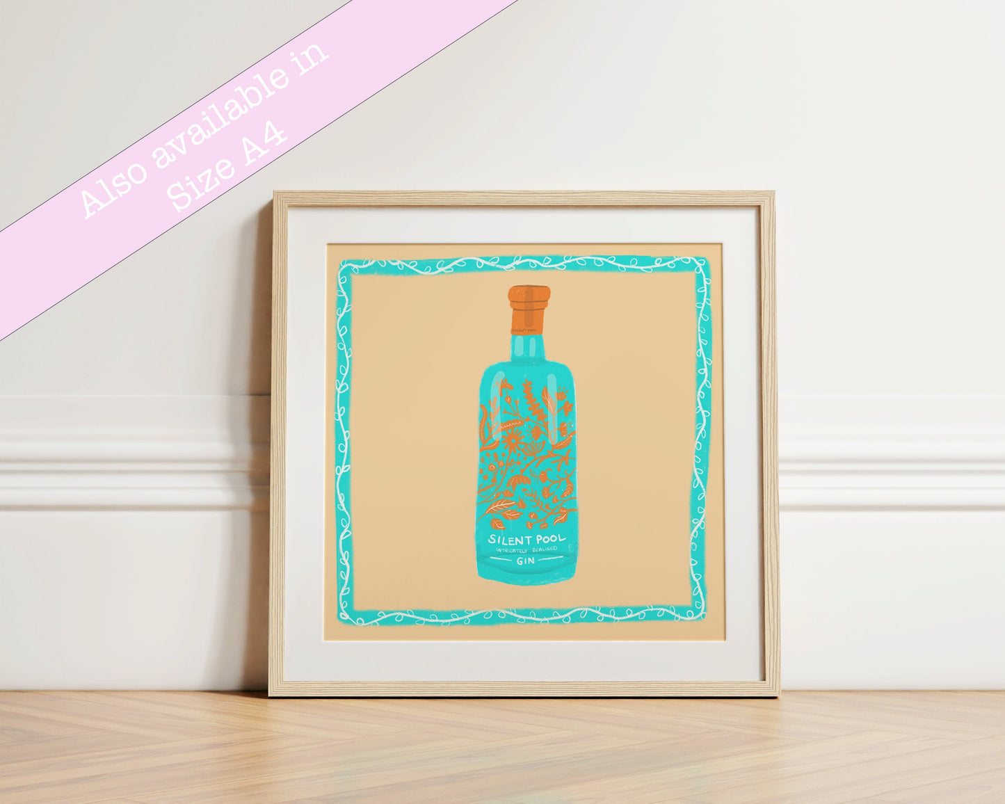Silent Pool gin artwork print - gin print - kitchen art - kitchen print - colourful kitchen - gin illustration - kitchen wall art