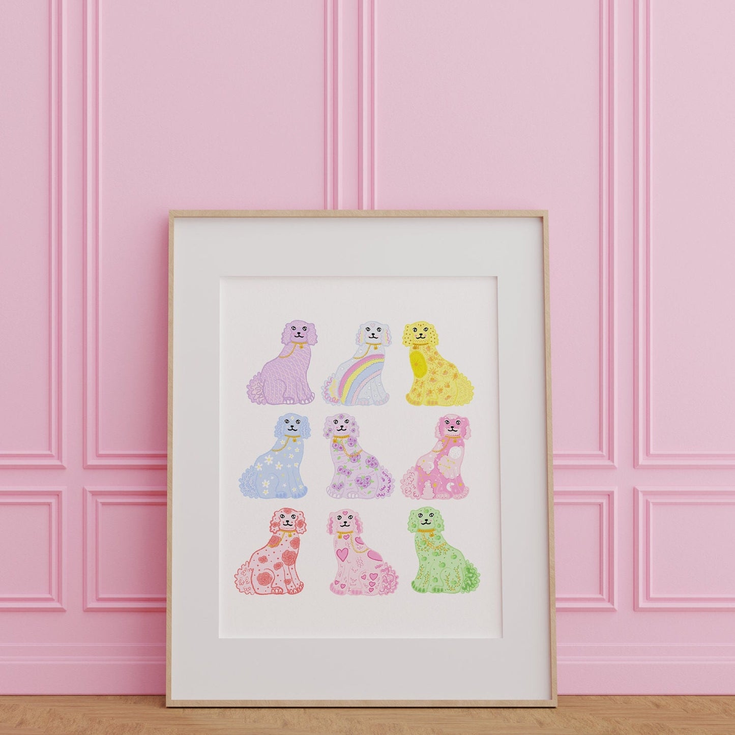 Staffordshire dogs artwork print - dog print - staffordshire dog figurine - quote print - colourful wall art -