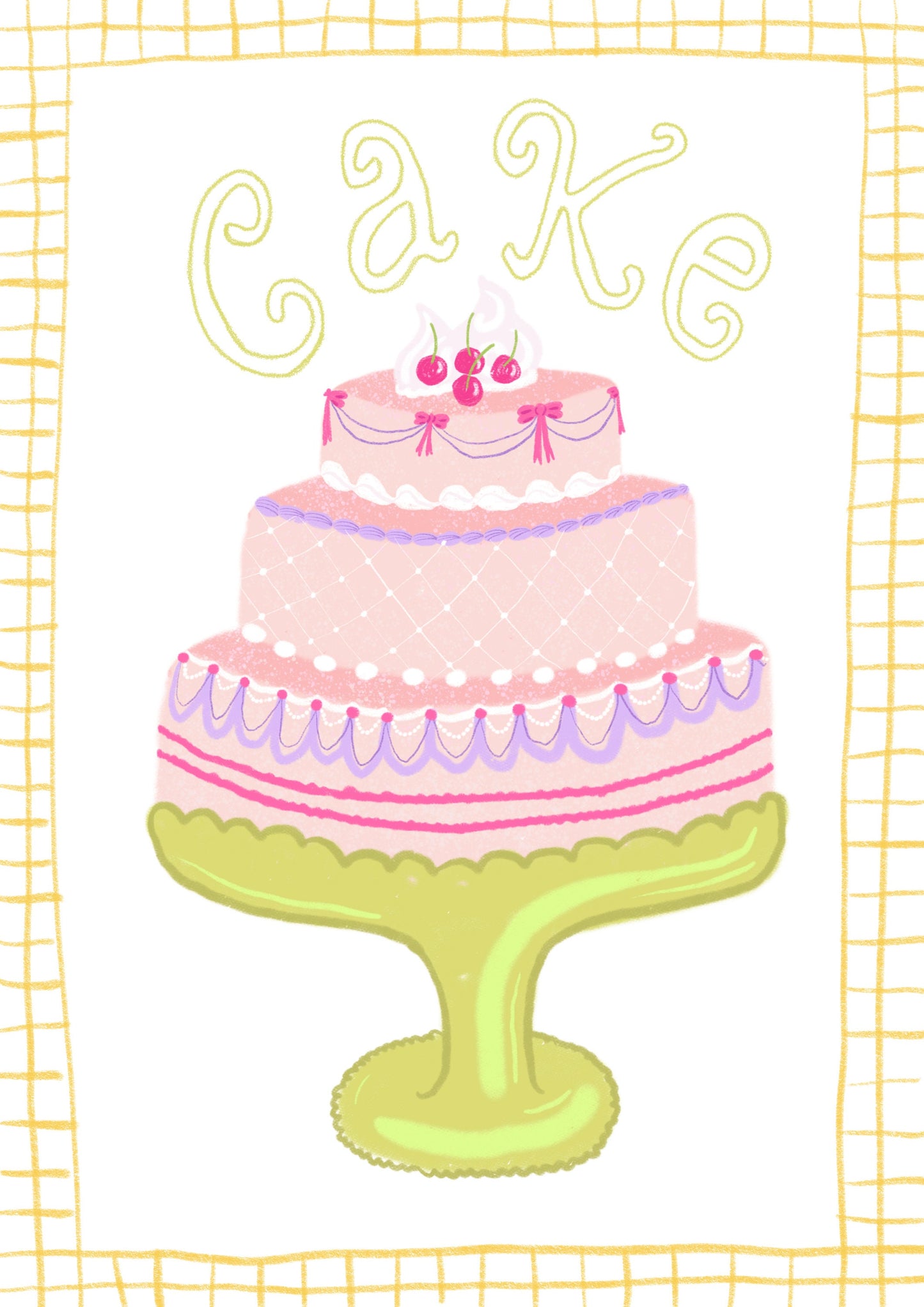 Limited edition cake patisserie print hand-finished accents - kitchen print - Parisian style print