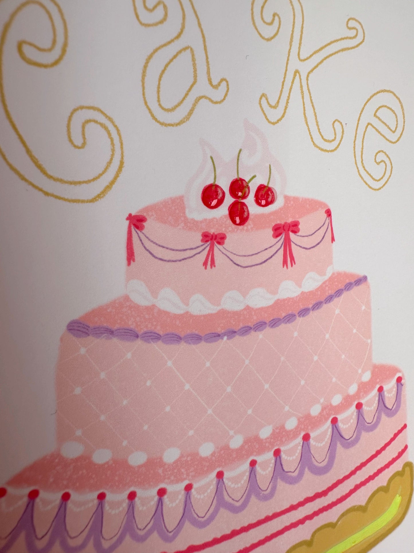 Limited edition cake patisserie print hand-finished accents - kitchen print - Parisian style print