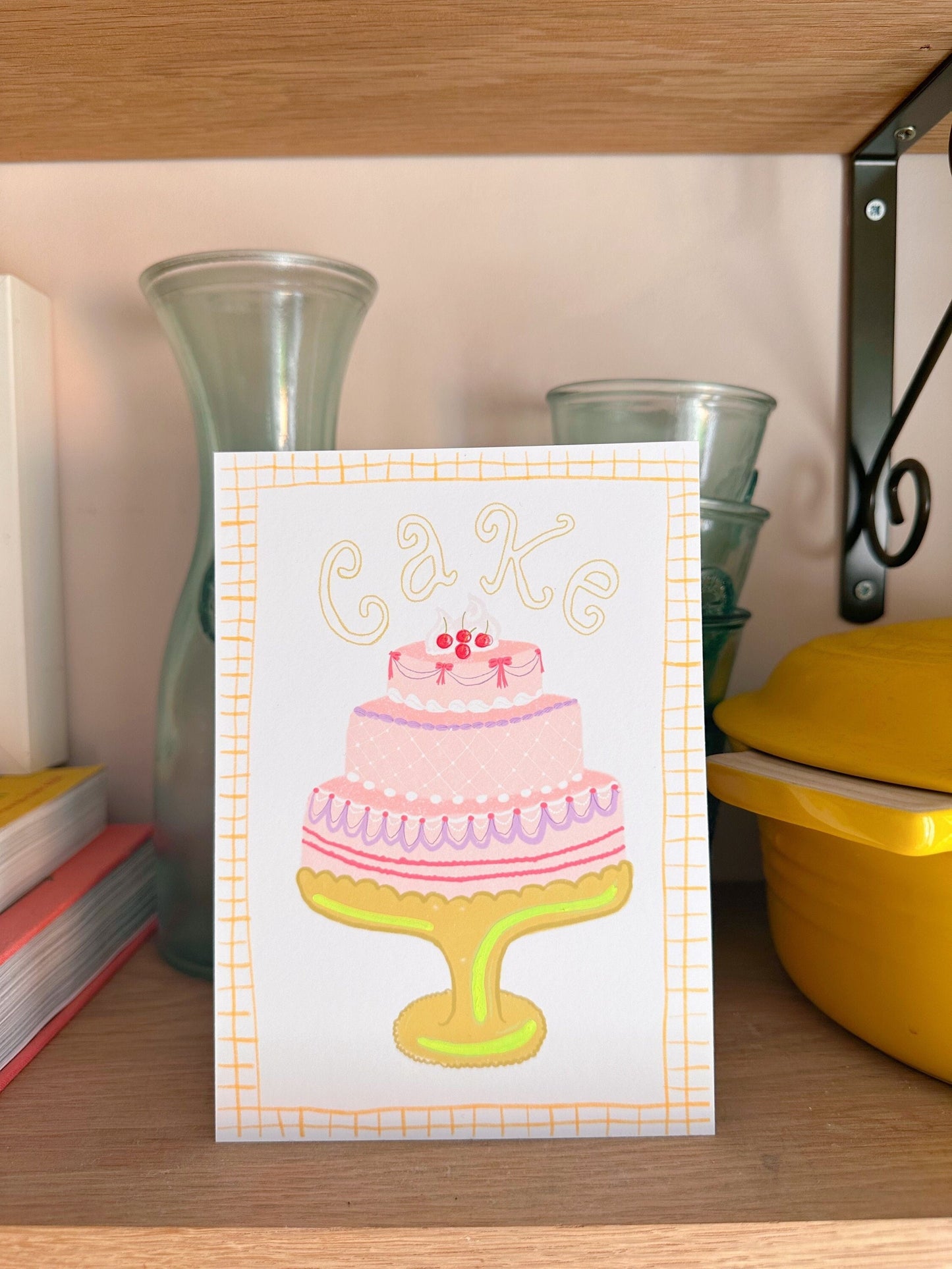 Limited edition cake patisserie print hand-finished accents - kitchen print - Parisian style print