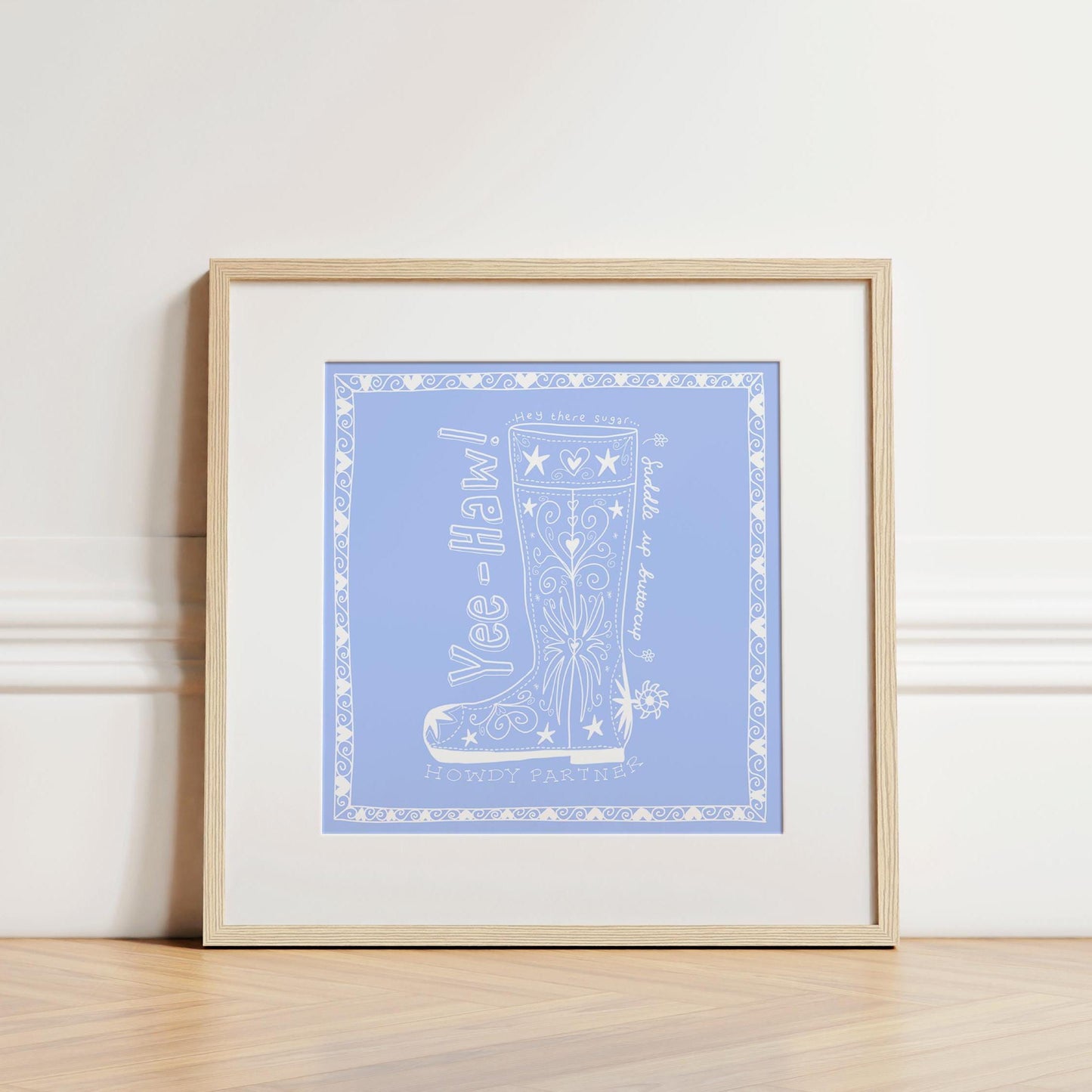 Cowboy boot print - positivity art - colourful home - illustrated wall art | A3 prints | A4 prints | 5x7 prints | 6x6 prints | 5x5 prints