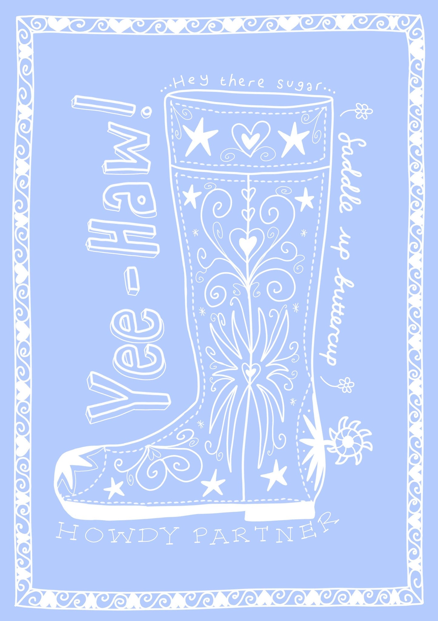 Cowboy boot print - positivity art - colourful home - illustrated wall art | A3 prints | A4 prints | 5x7 prints | 6x6 prints | 5x5 prints