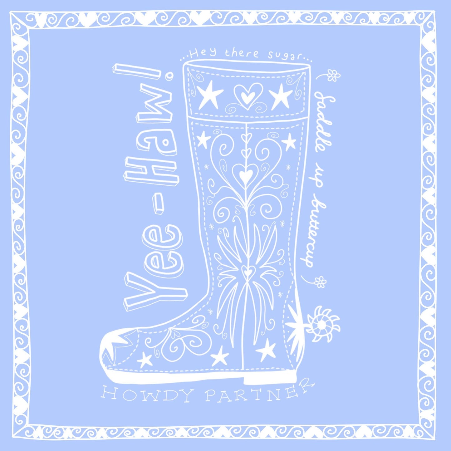 Cowboy boot print - positivity art - colourful home - illustrated wall art | A3 prints | A4 prints | 5x7 prints | 6x6 prints | 5x5 prints