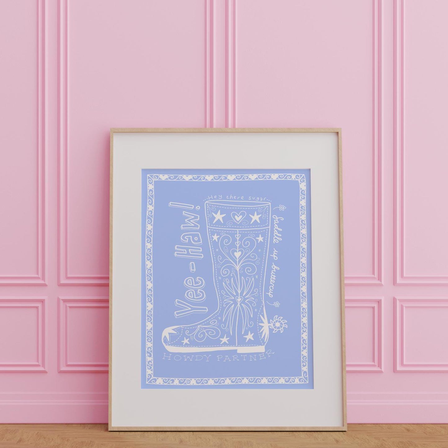 Cowboy boot print - positivity art - colourful home - illustrated wall art | A3 prints | A4 prints | 5x7 prints | 6x6 prints | 5x5 prints