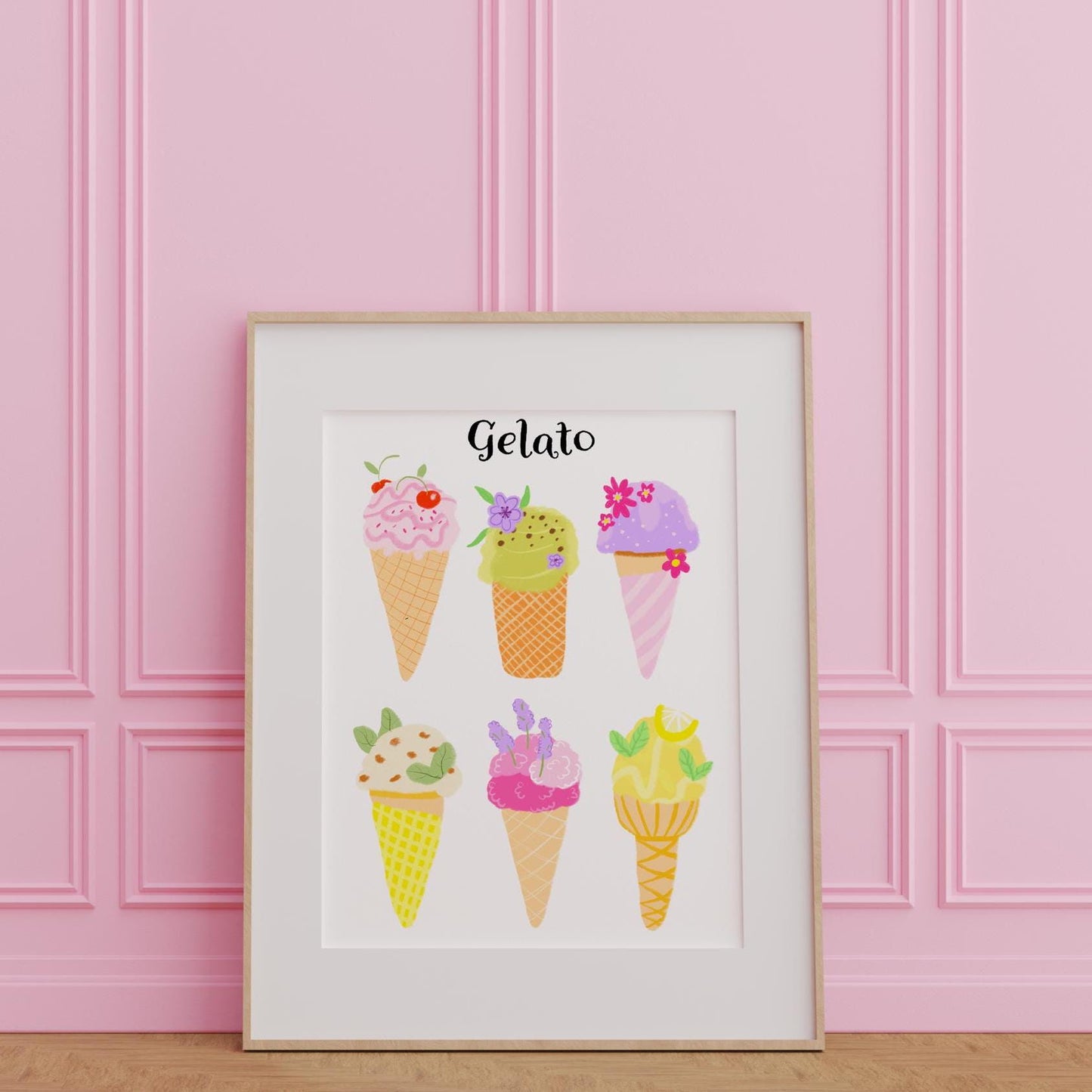 Colourful gelato menu artwork print - kitchen print - kitchen art - cute print - quote print - colourful print - colourful wall art